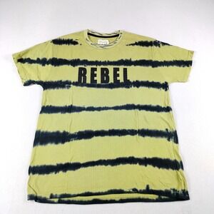 Seven Soul T Shirt‎ Mens Large Yellow Black Rebel Striped Short Sleeve Crew Neck